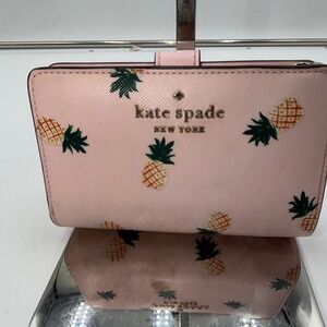Kate Spade Pink Pineapple Print Bifold Wallet Wristlet
